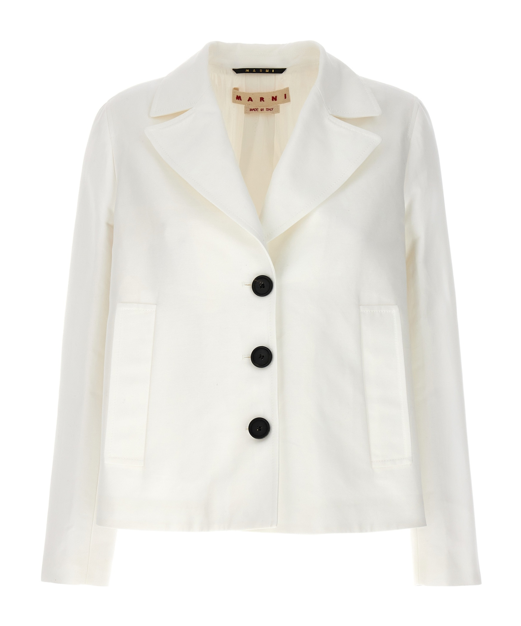 Marni Hip-lenght Single Breasted Buttoned Jacket In White