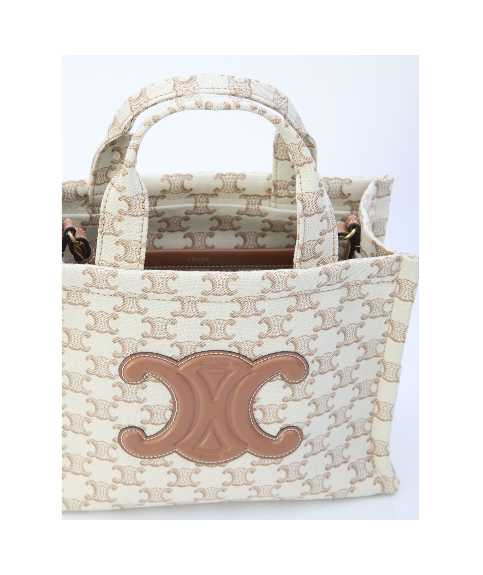 Celine Double Handle Trumpet Shoulder Bag In Nude