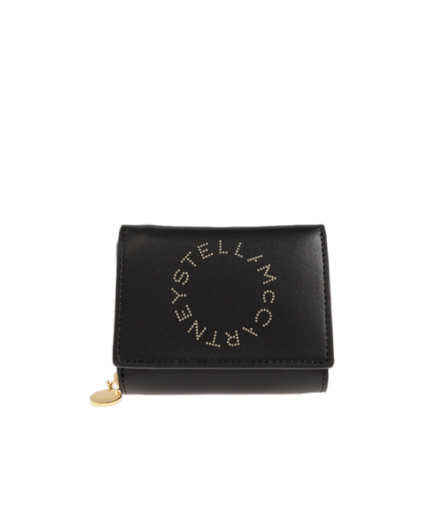 Stella Mccartney Logo-appliqué Tri-fold Wallet In Black