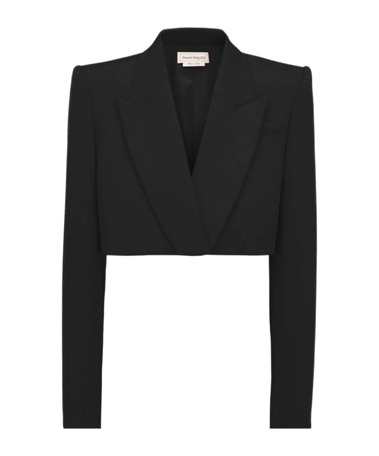 Shop Alexander Mcqueen Cropped Wool Blazer In Black