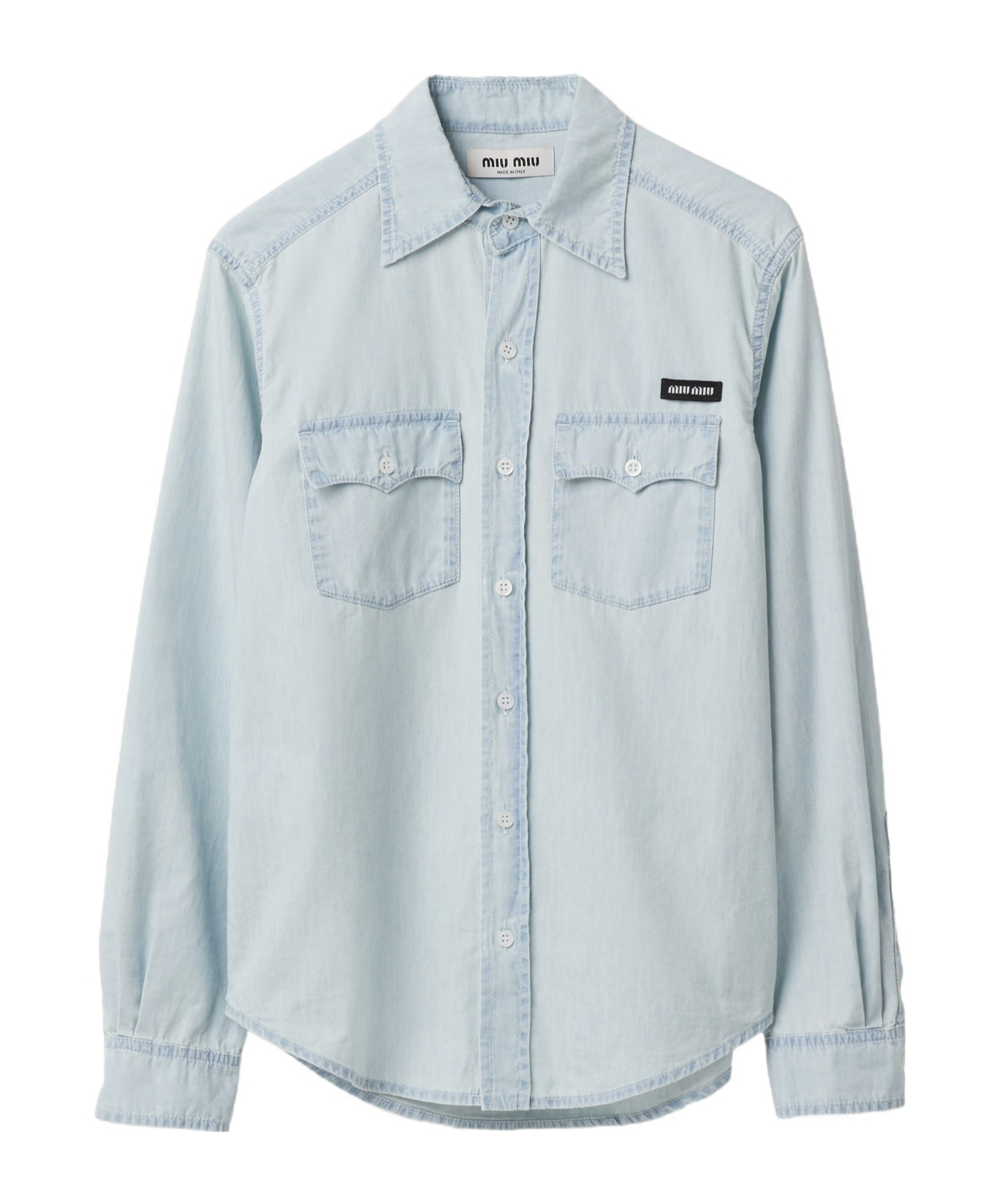 Miu Miu Menswear Chambray Button Down Shirt In Blue