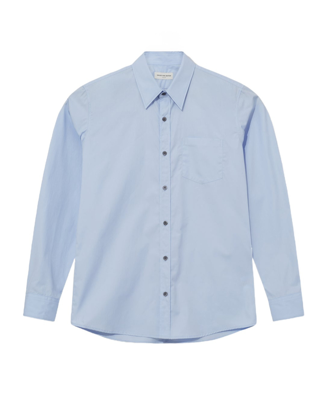 Dries Van Noten Lapel Long-sleeved Shirt In Blue