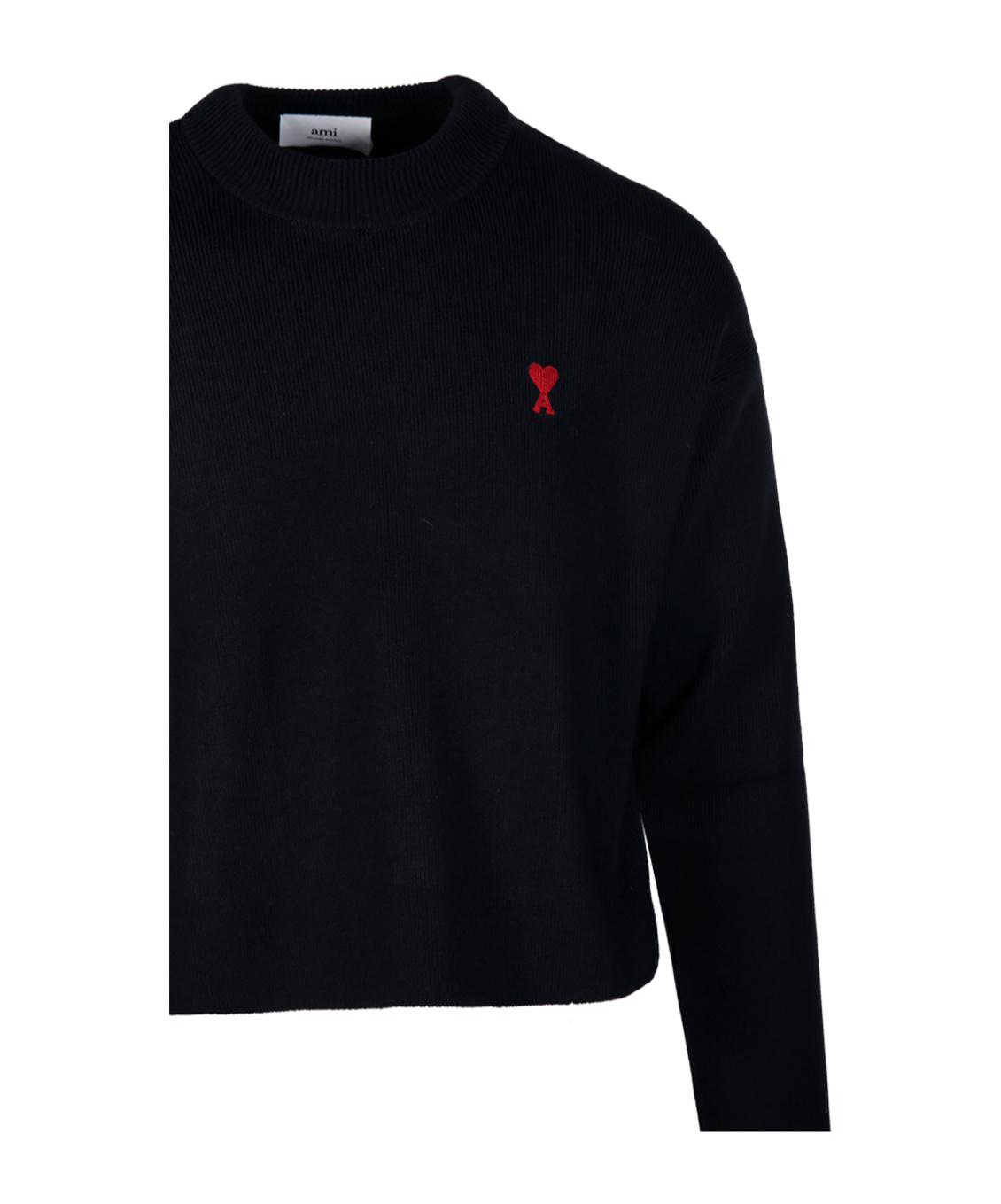 Ami Alexandre Mattiussi Ami Paris Ami De Coeur Wool Crewneck Sweater In Black