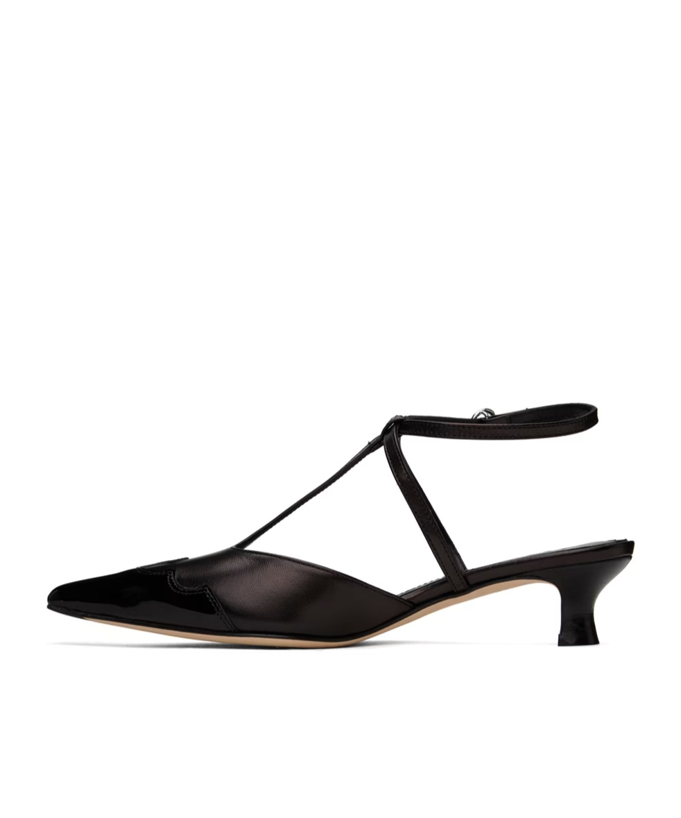 Aeyde Saga 35mm Leather T-bar Pumps In Black