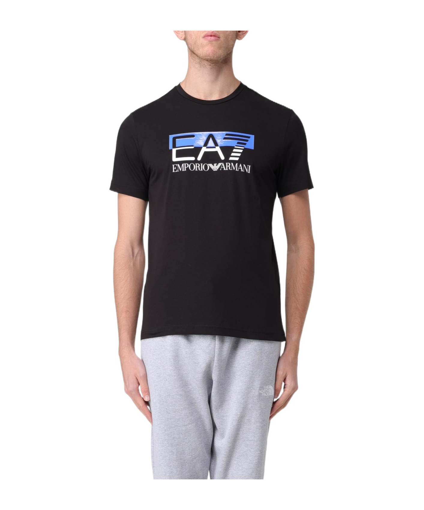 Ea7 Logo T-shirt With Round Neck Pattern In Black