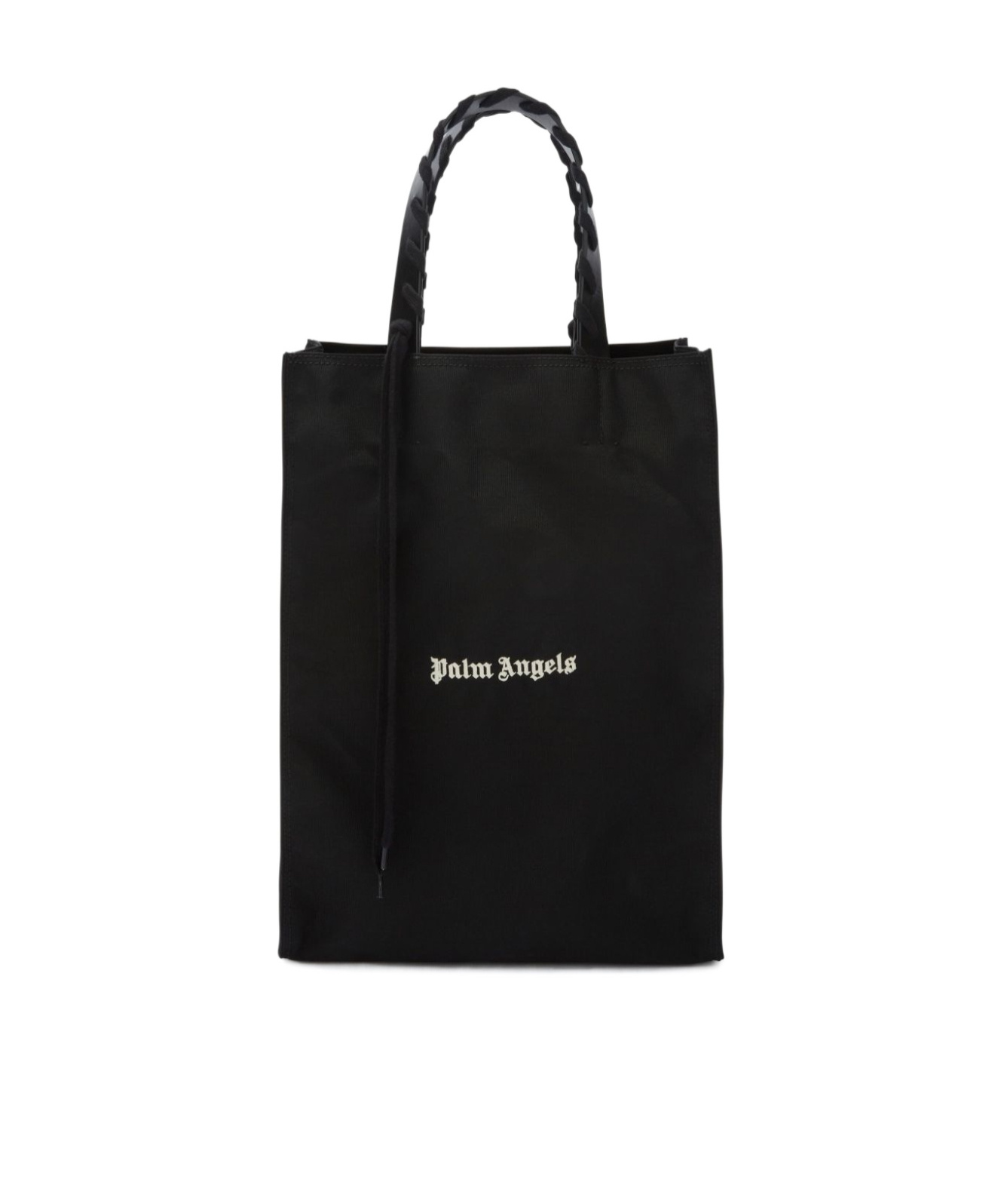 Palm Angels Logo Printed Lace-up Detailed Tote Bag In Black