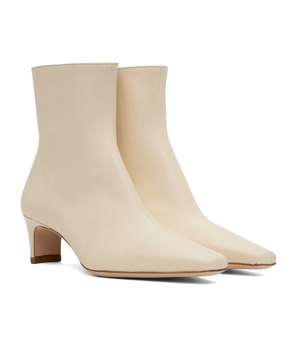 Staud High-heeled Pointy Boots In Nude