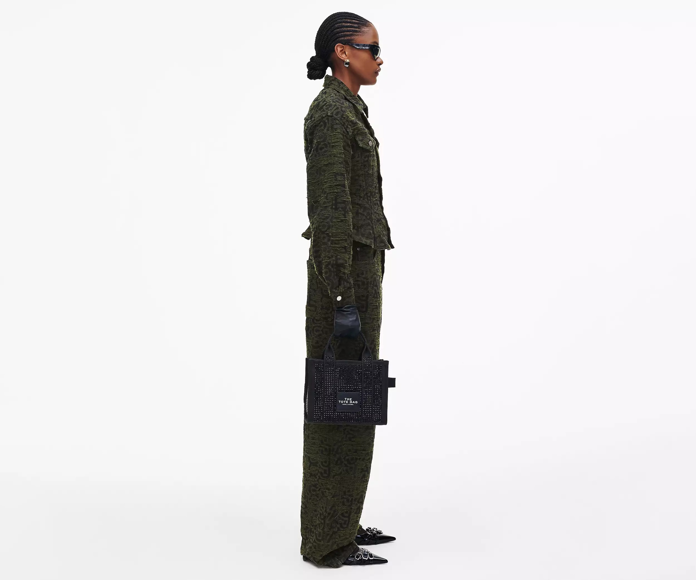 Marc Jacobs The Small Tote In Canvas With Applied Crystals In Black
