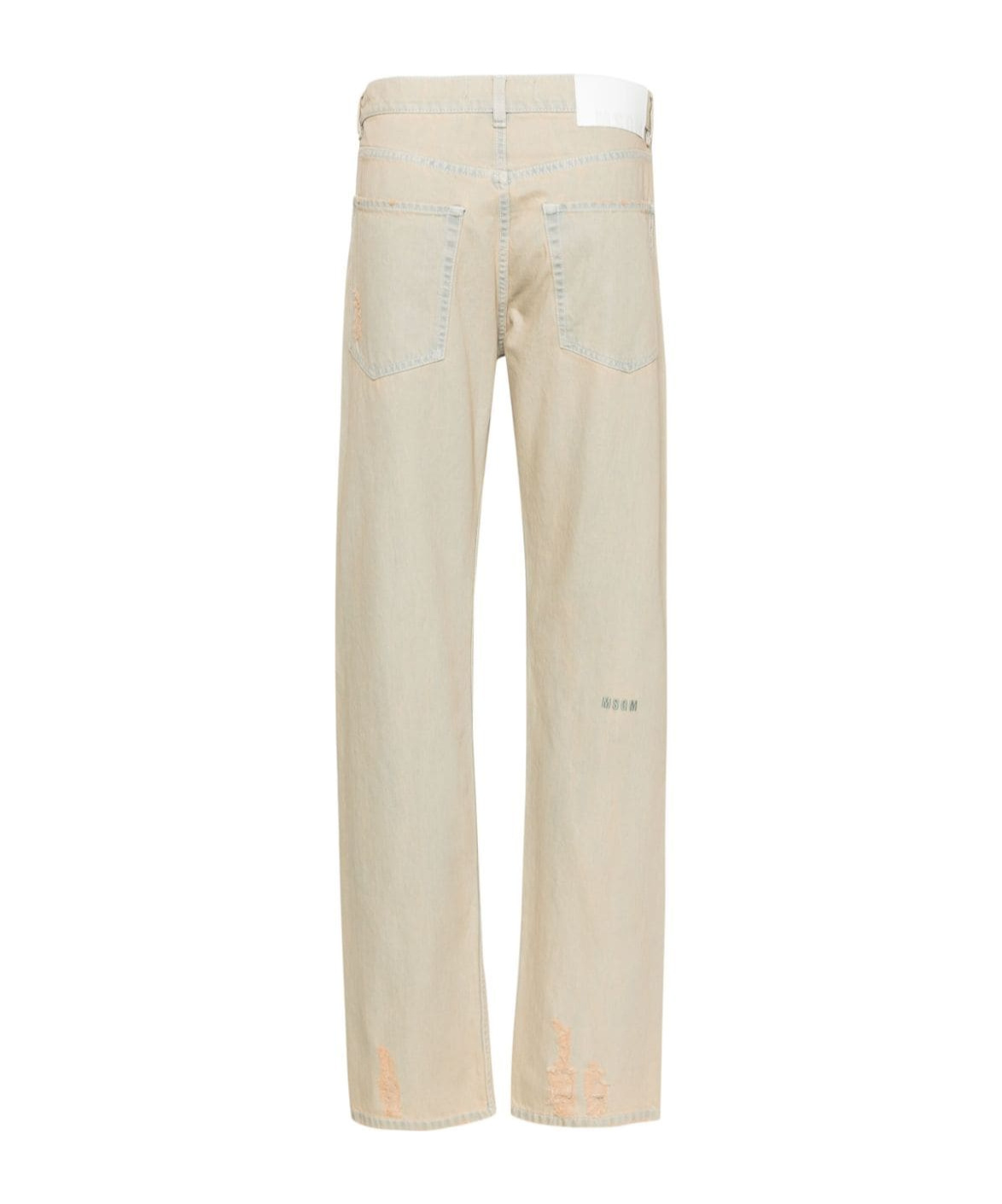 Msgm Mid-rise Straight-leg Distressed Jeans In Nude