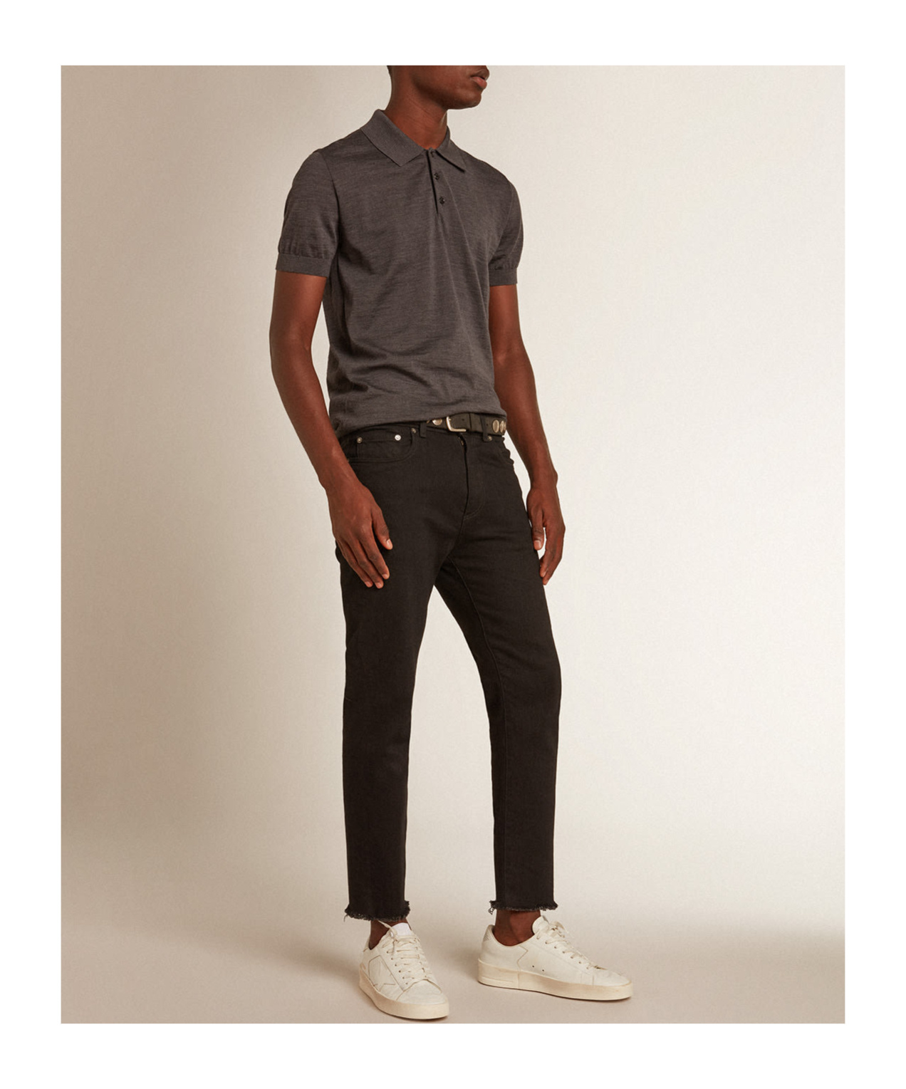 Golden Goose Wool Polo Shirt In Black
