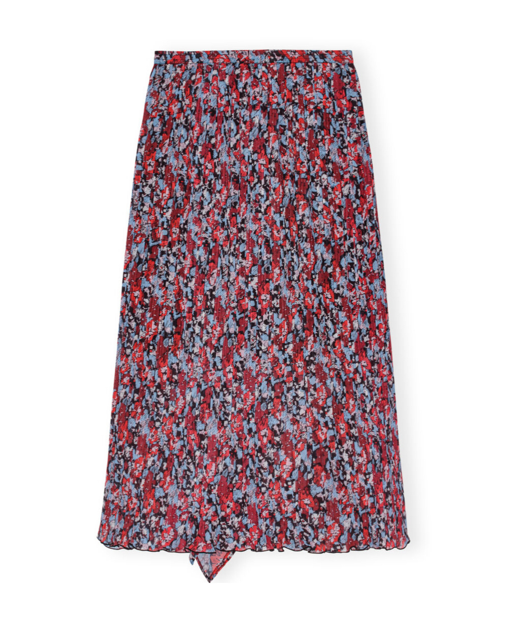 Ganni Floral-print Pleated Midi Skirt In Multicolor