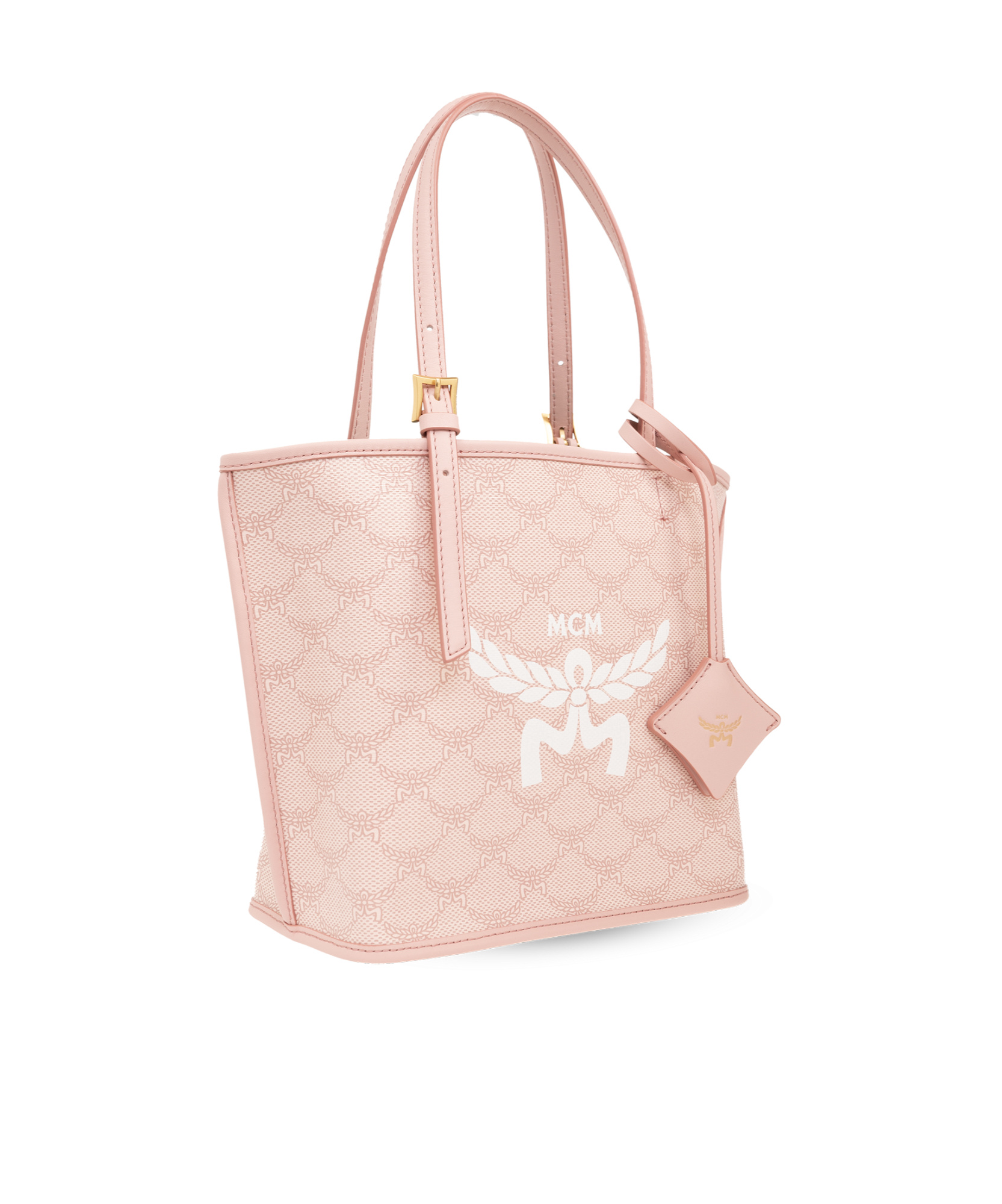 Mcm Mini Himmel Lauretos Monogram Pattern Tote Bag In Nude