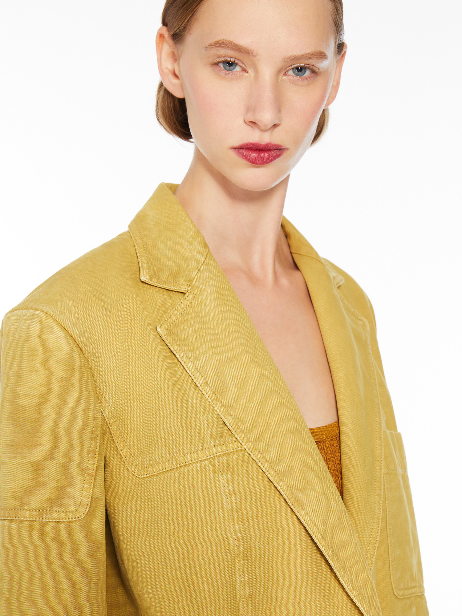 Max Mara Lapel Long-sleeved Casual Jacket In Yellow