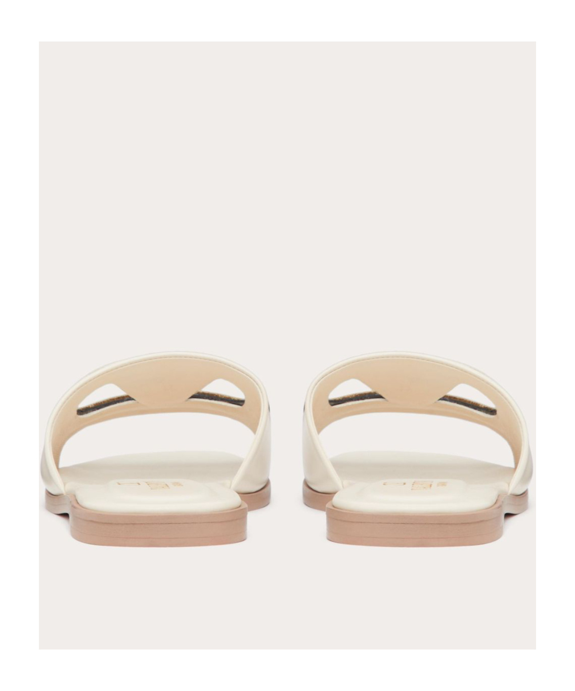Valentino Vlogo Signature Flat Leather Sandals In White