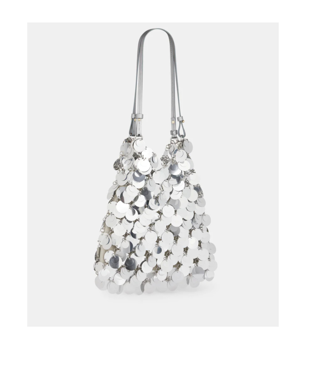 Rabanne Large Sequinned Shoulder Bag In White