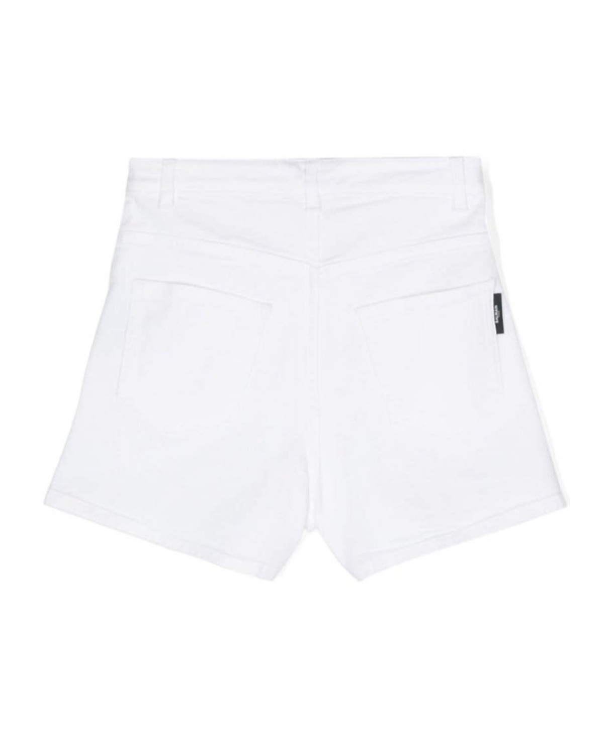 Balmain Button-embellished Denim Shorts In White