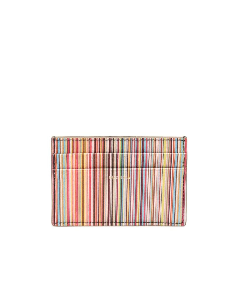 Paul Smith Stripe-print Logo Cardholder In Brown