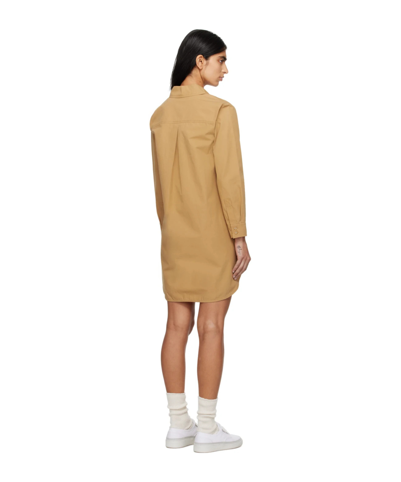 Apc Cotton Mini Dress In Brown