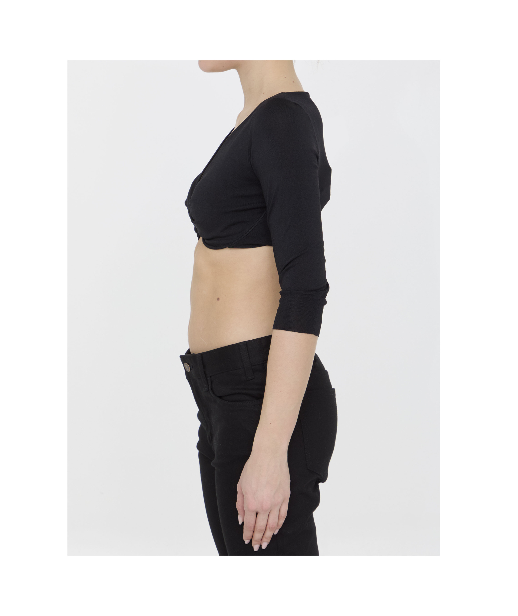Celine Vertical Pleated Blouse In Black