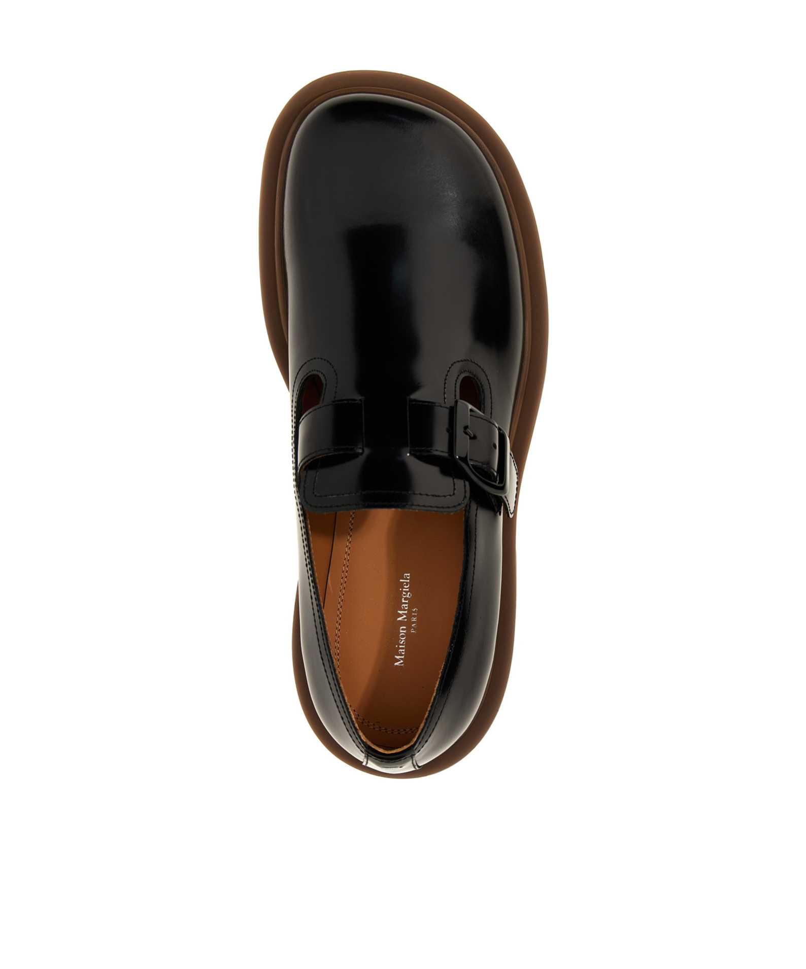Maison Margiela Leather Monk Shoes In Black
