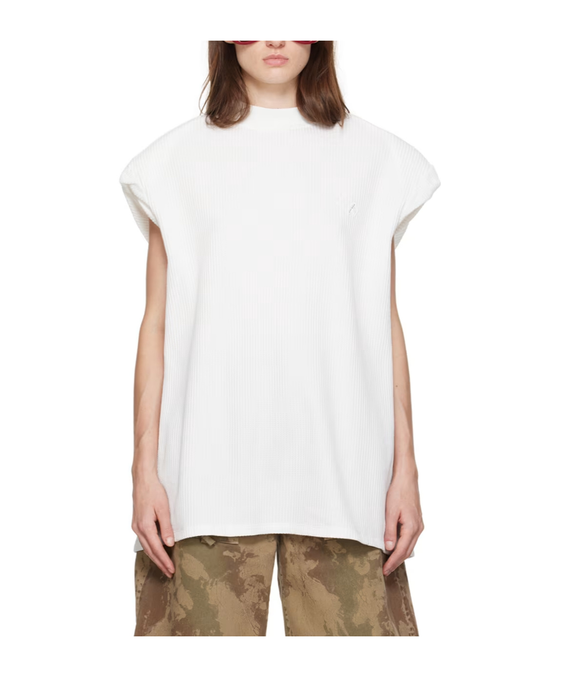 Shop Attico Shoulder-padded Waflle-effect T-shirt In White
