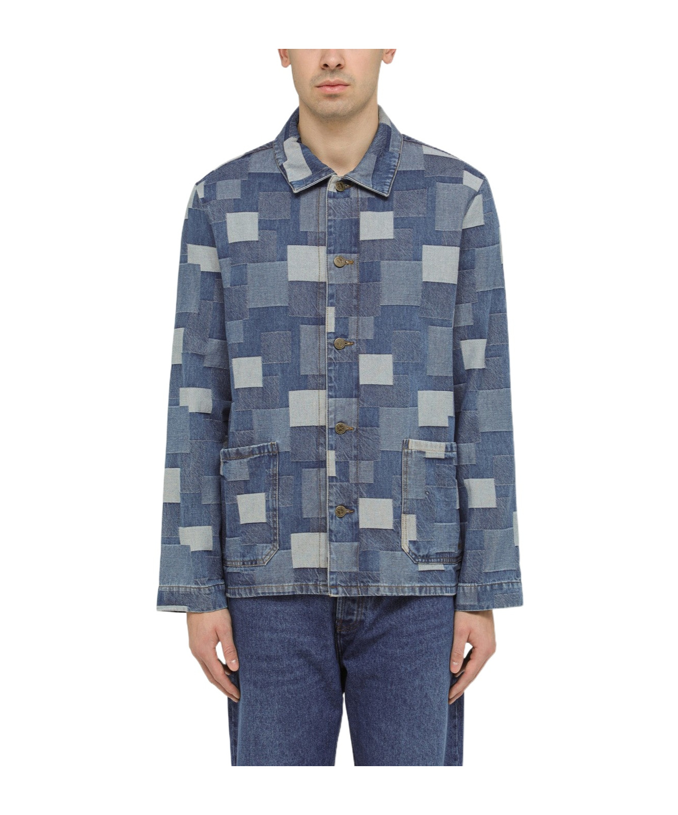 Apc Blue Kerlouan Denim Jacket In Blue