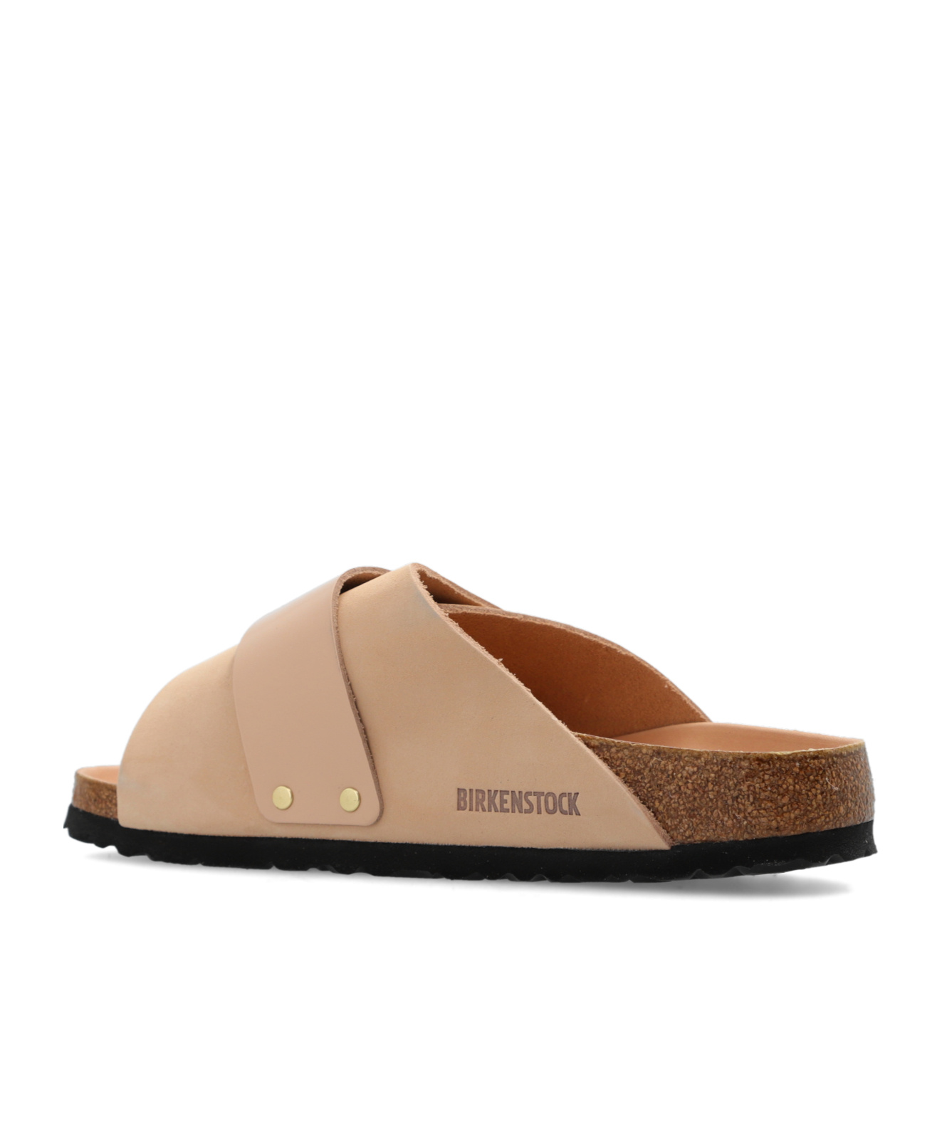 Birkenstock Kyoto Nubuck Leather Slides In Nude