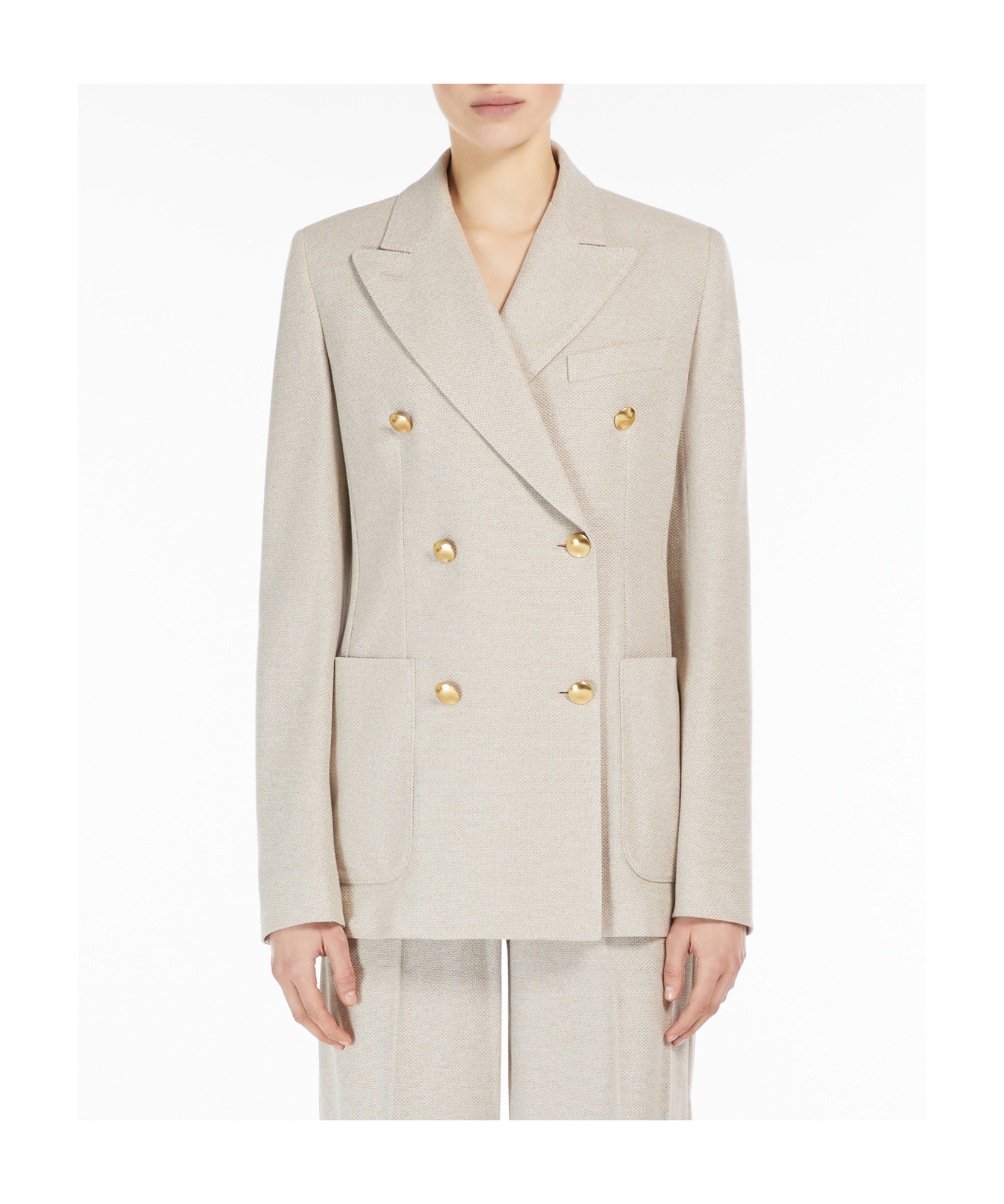 Max Mara Double-breasted Suit Jacket In White