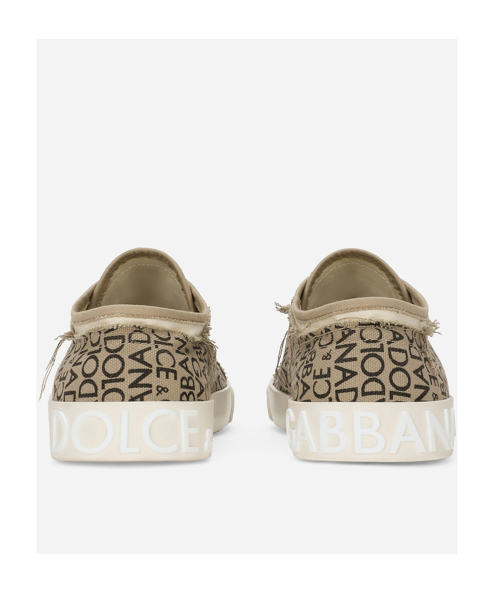 Dolce & Gabbana Man Sneakers Beige Size 11.5 Textile Fibers In White