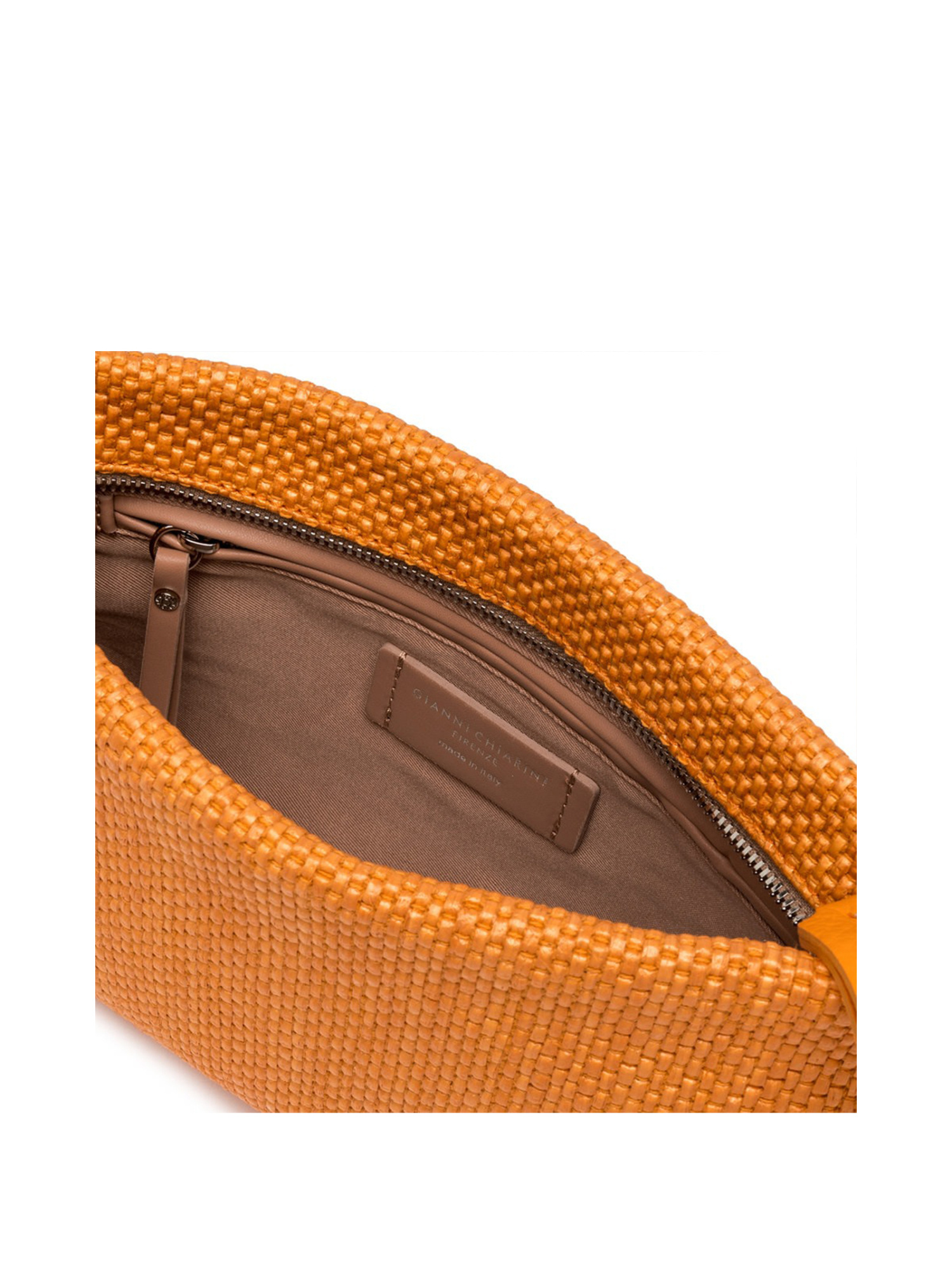 Gianni Chiarini Orange Woven Straw Clutch Bag In Orange
