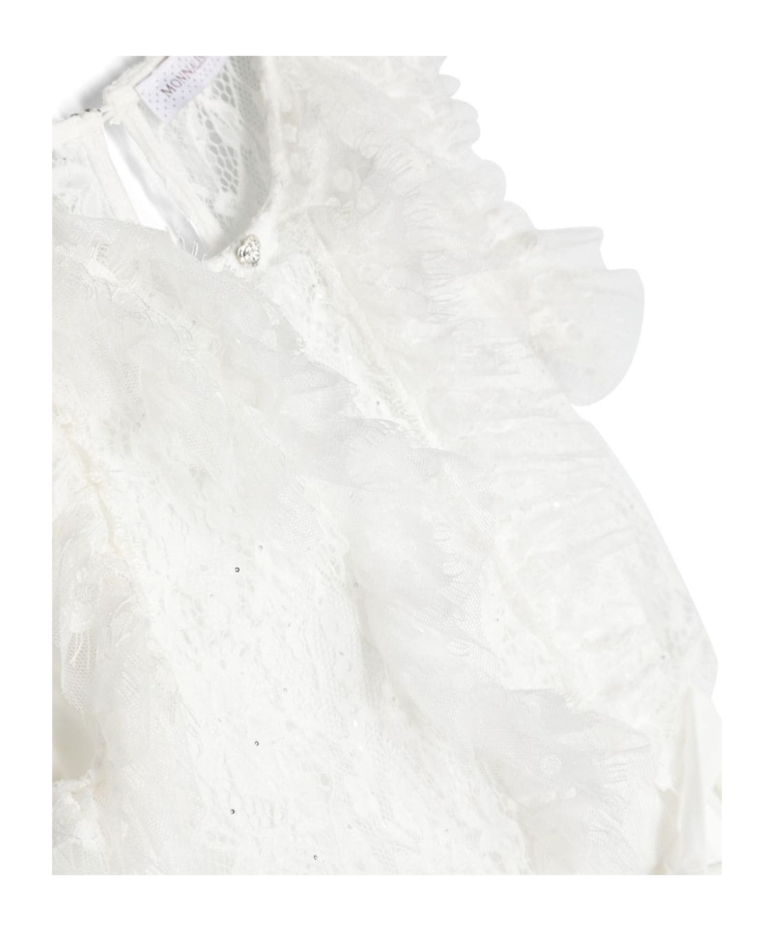 Monnalisa Floral-lace Ruffled Jumpsuit In White