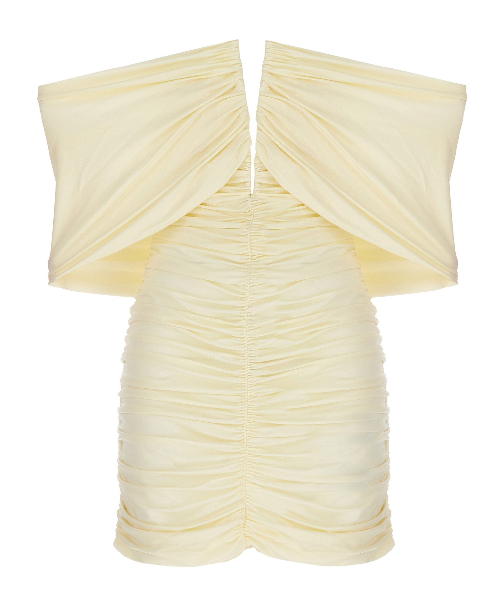 Magda Butrym Off-shoulder Ruched Minidress In Nude