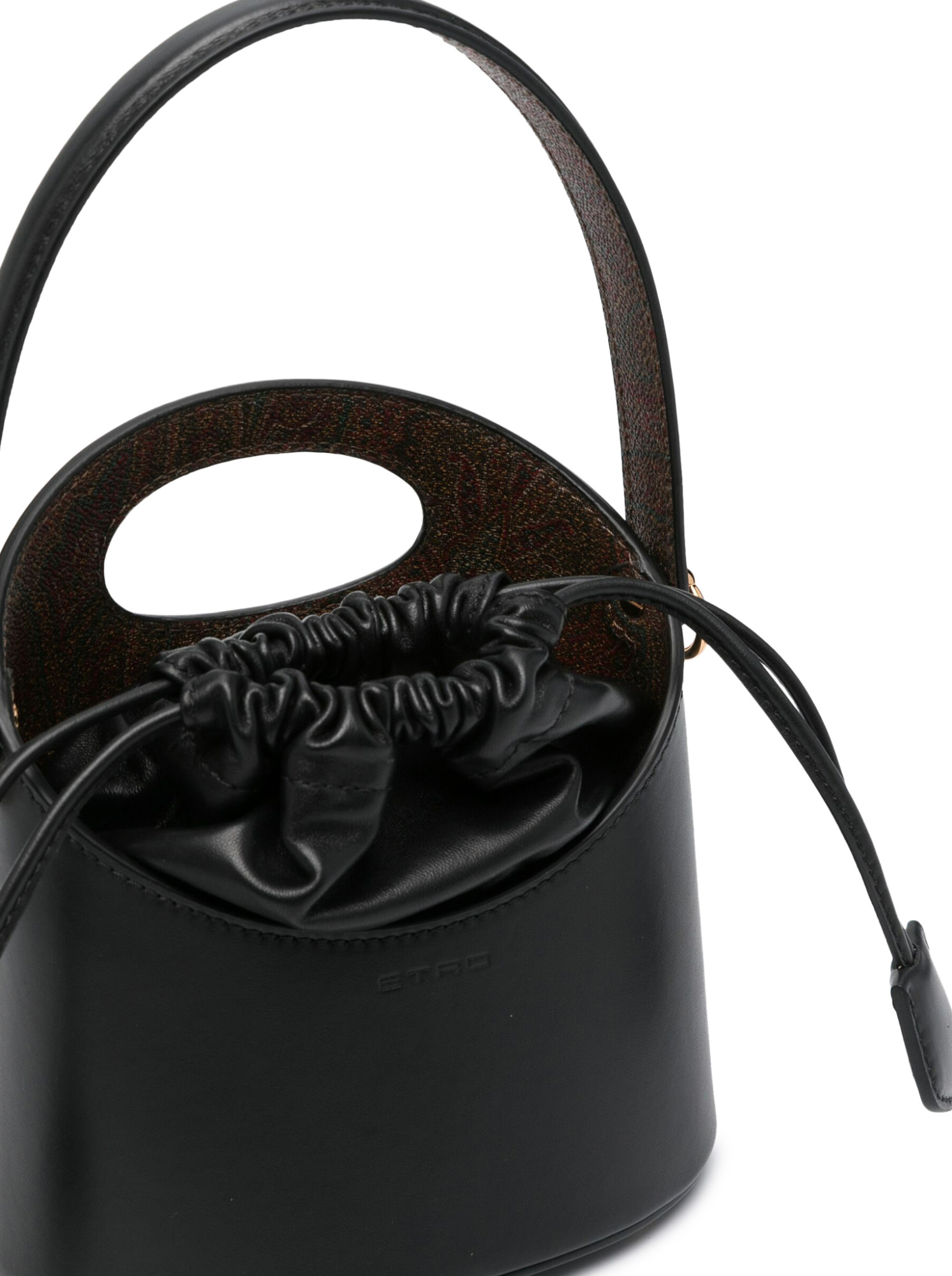 Etro Mini Saturno Bucket Shoulder Bag In Black