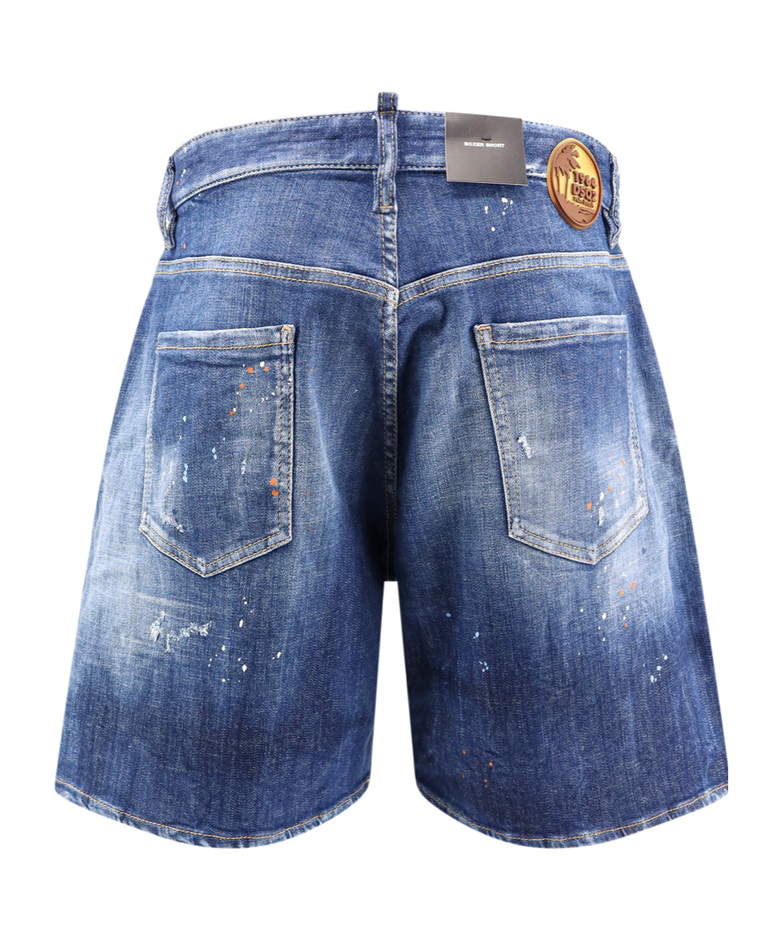 Dsquared2 Men Blue Jeans With Distressed Effect And Logo Patch On The Back In Denim Man In Blue