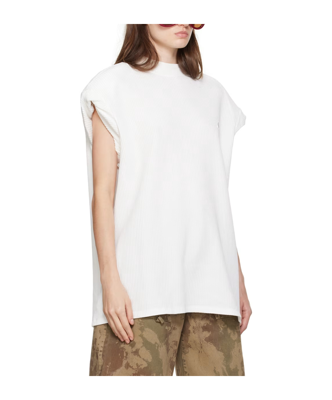 Shop Attico Shoulder-padded Waflle-effect T-shirt In White