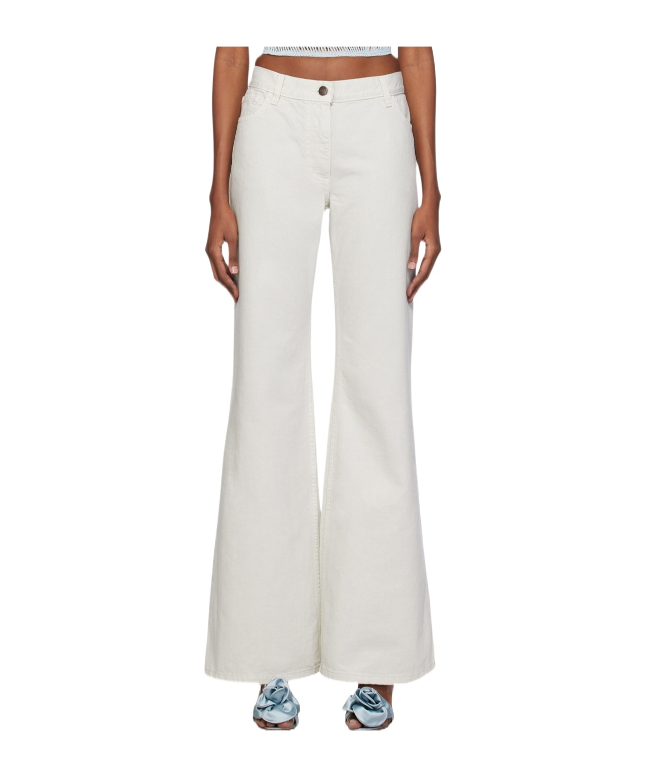 Magda Butrym Denim Flared Jeans In White