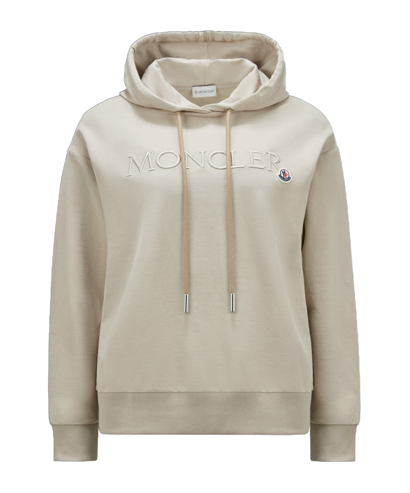 Moncler Logo-embroidered Cotton Hoodie In Nude