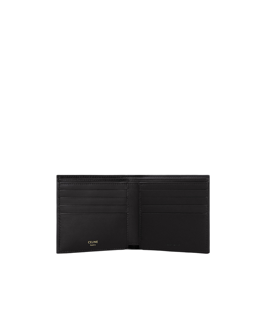 Celine Coated Canvas And Cow Leather Double Fold Wallet In Black