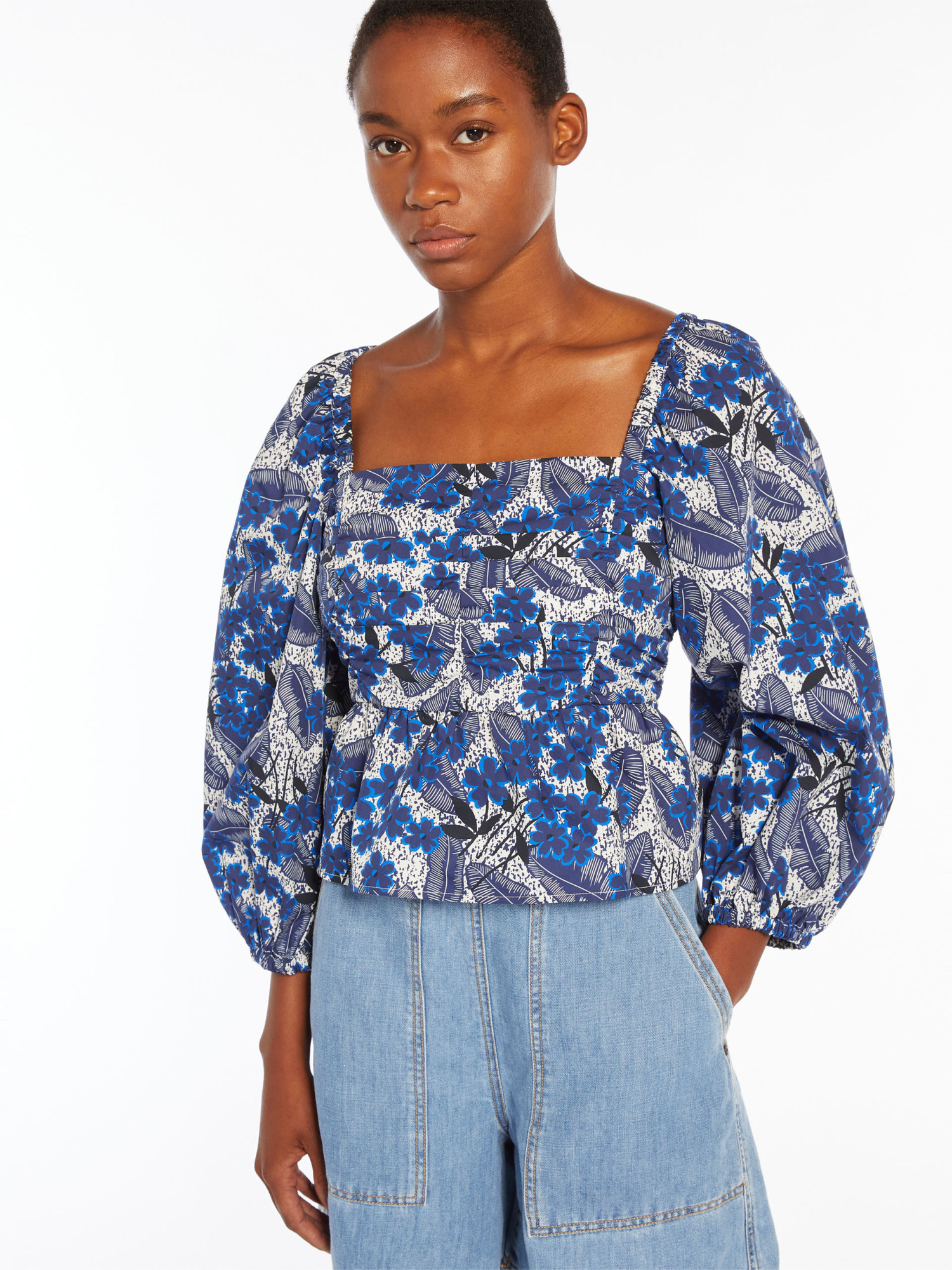 Weekend Max Mara Floral Printed Blouse In Blue