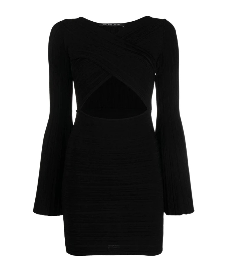 Antonino Valenti Cut-out V-neck Minidress In Black