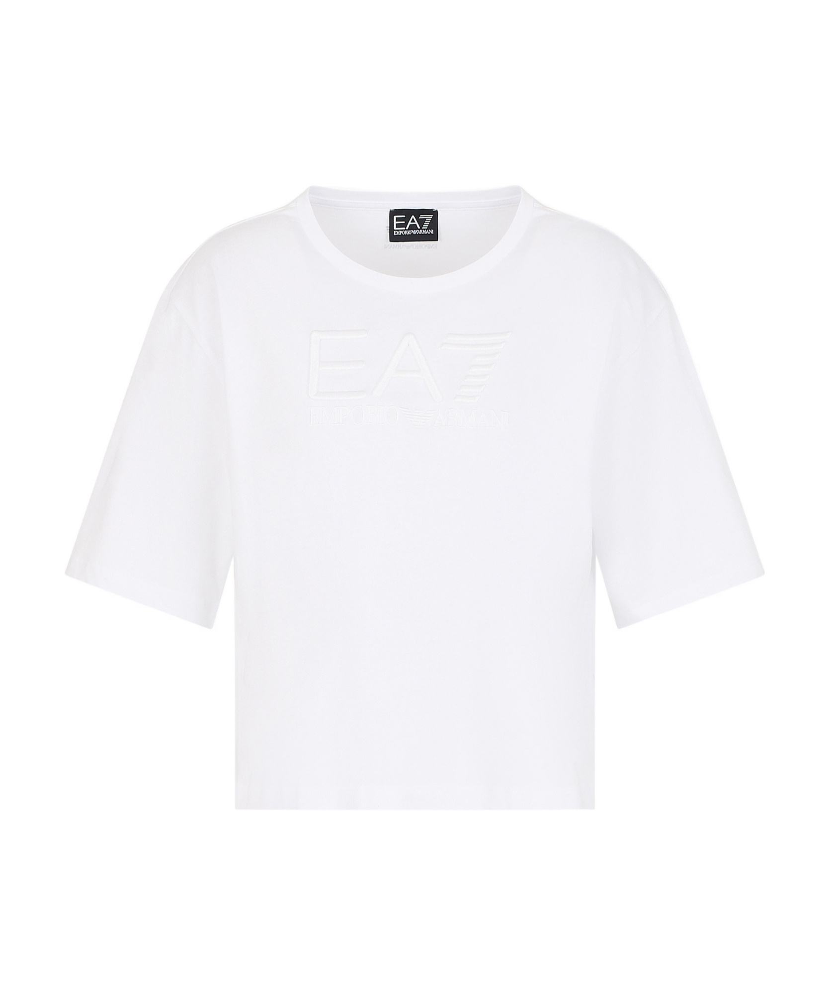 Ea7 Logo-embroidered Cotton T-shirt In White