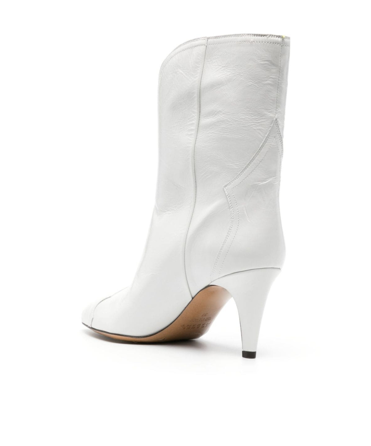 Isabel Marant Dythey Leather Western Boot In White