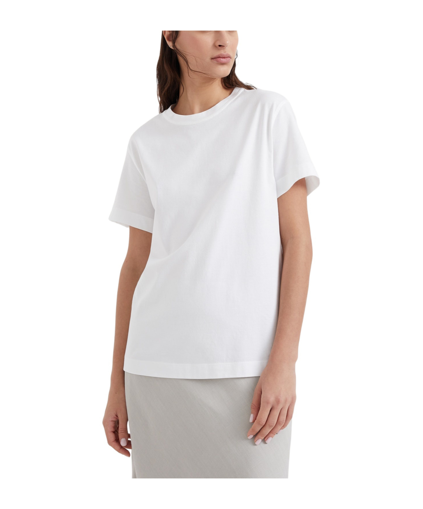 Brunello Cucinelli Versatile Crew Neck Short Sleeve Top In White