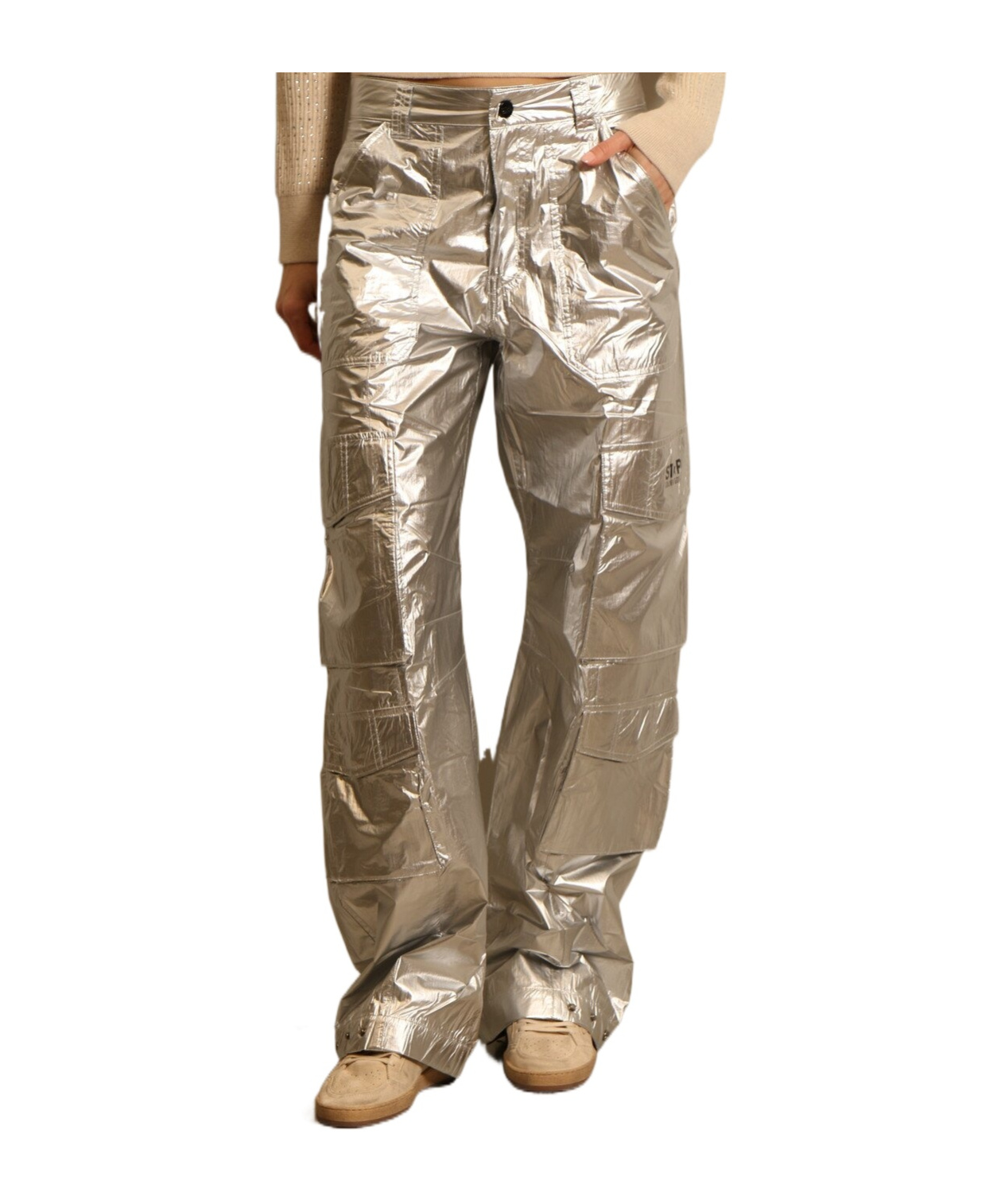 Golden Goose Wide-leg Cargo Trousers In Gray