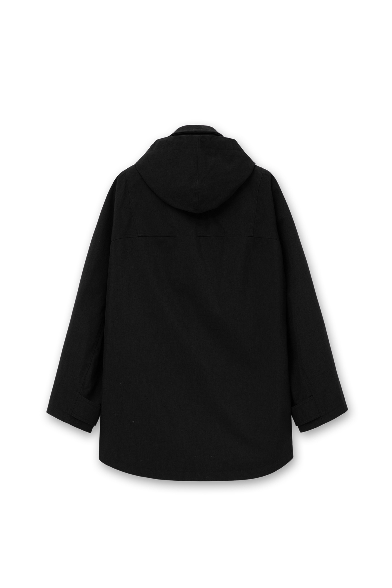 Wooyoungmi Long Casual Jacket With Hat In Black