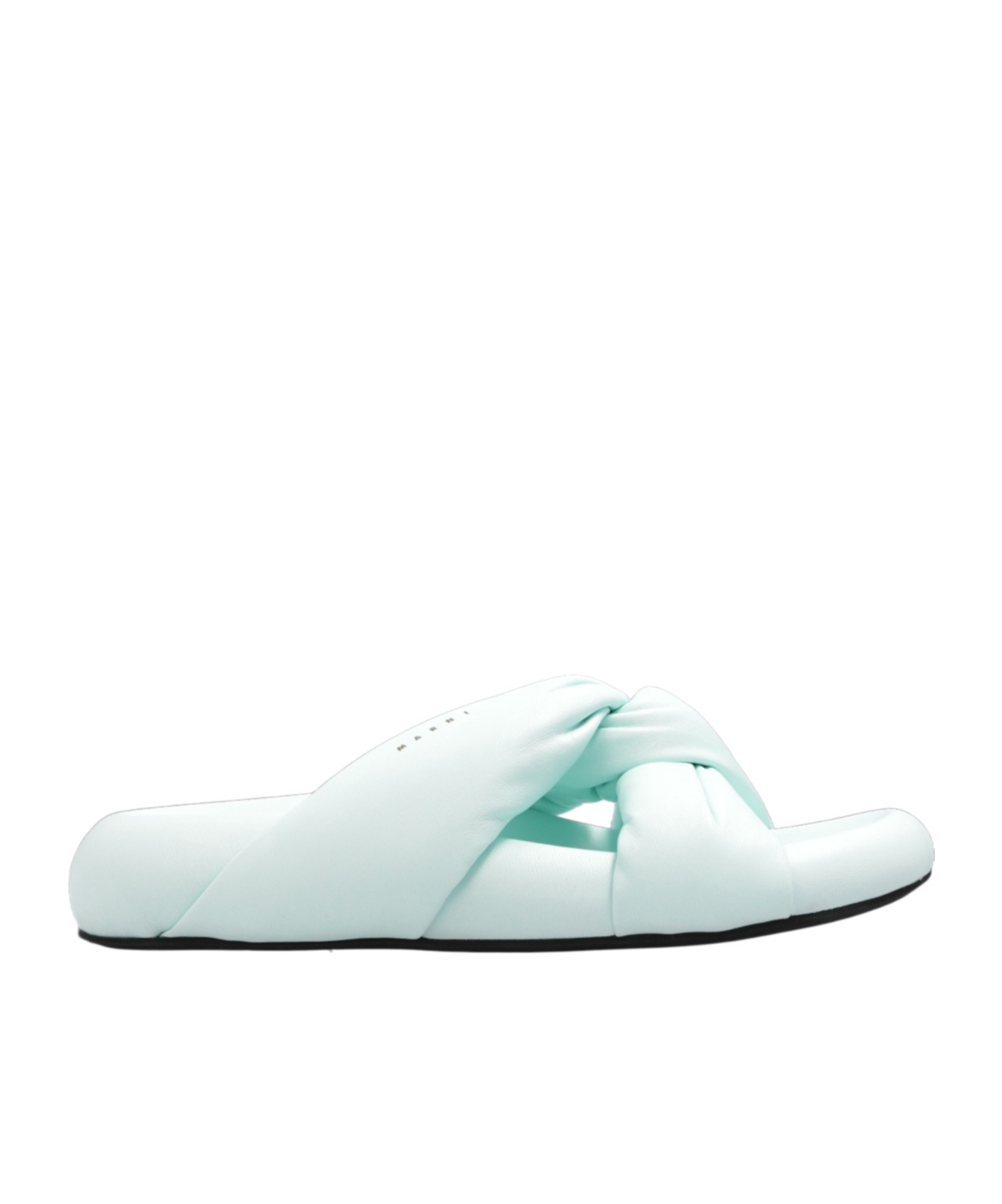 Marni Bubble Twist-detail Leather Slides In Green