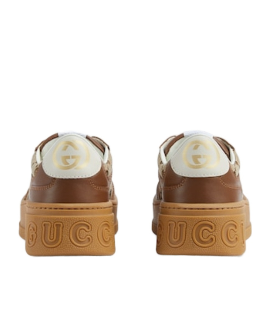 Gucci Leather Platform Sneaker In Brown