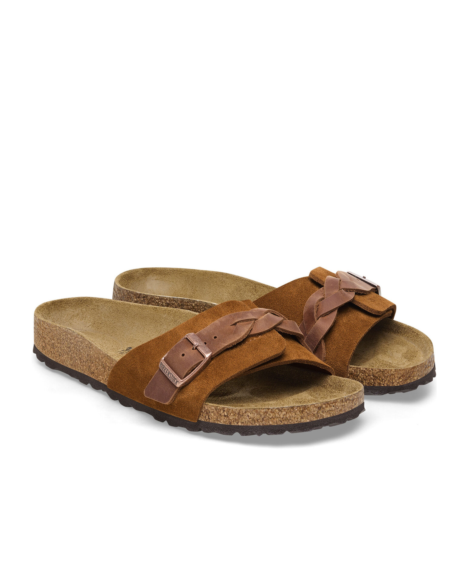 Birkenstock Braided-strap Leather Sandals In Brown