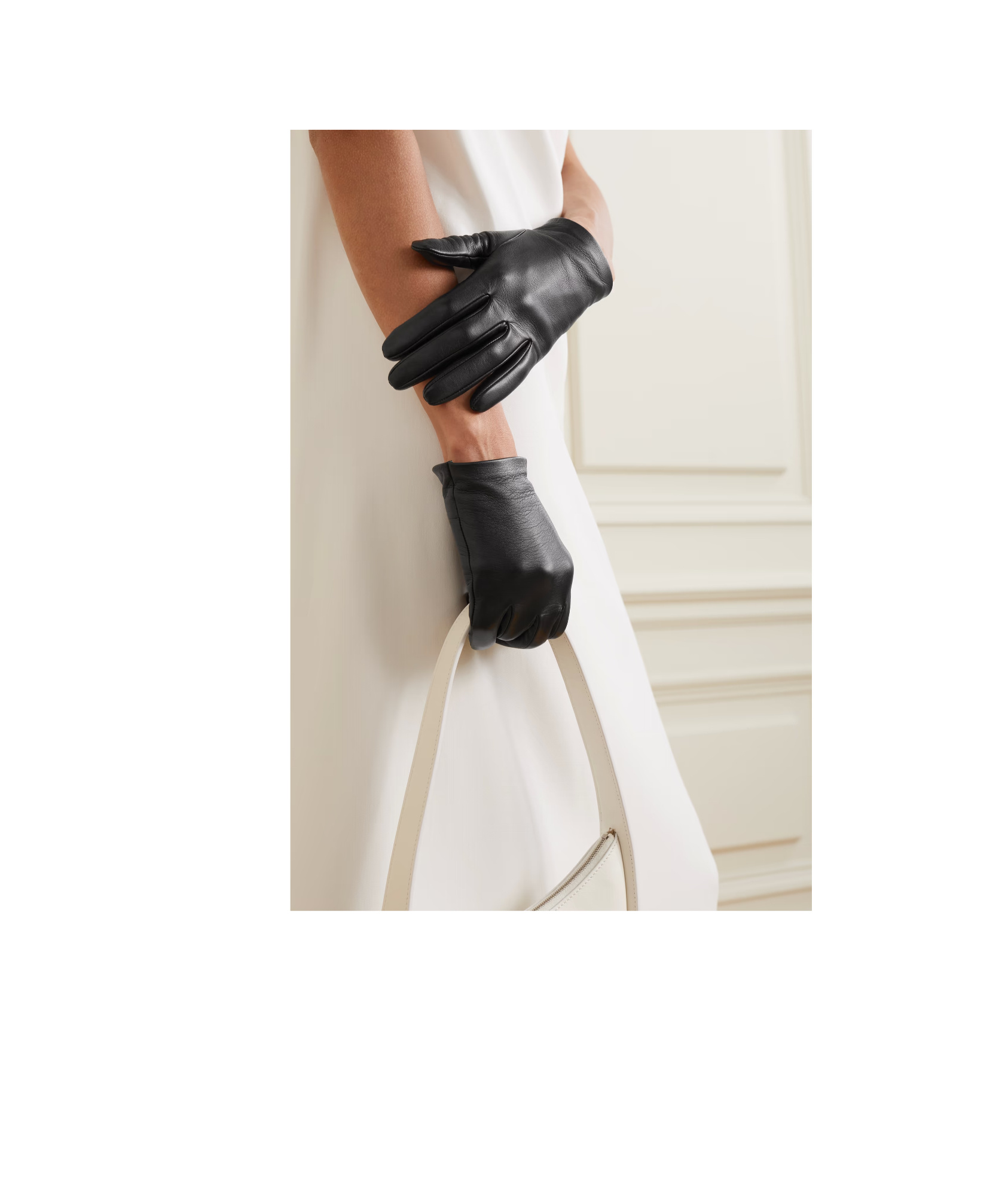 The Row Lorella Leather Gloves In Black