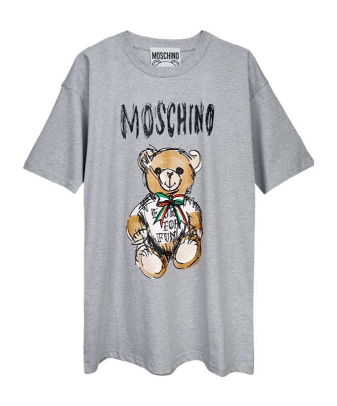 Shop Moschino Teddy Bear-print Cotton T-shirt In Gray